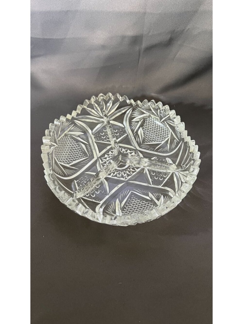 Vintage Clear Pressed Glass Serving Dish With Divided Sections